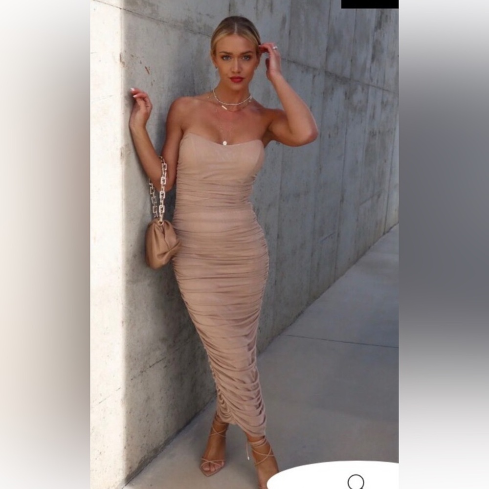 Ruched Strapless Maxi Dress